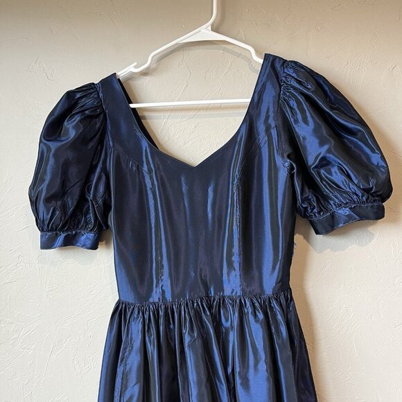 Vintage 1980s Laura Ashley Midnight Blue Princess Dress Evening Gown‎ Prom Event - Picture 2 of 10